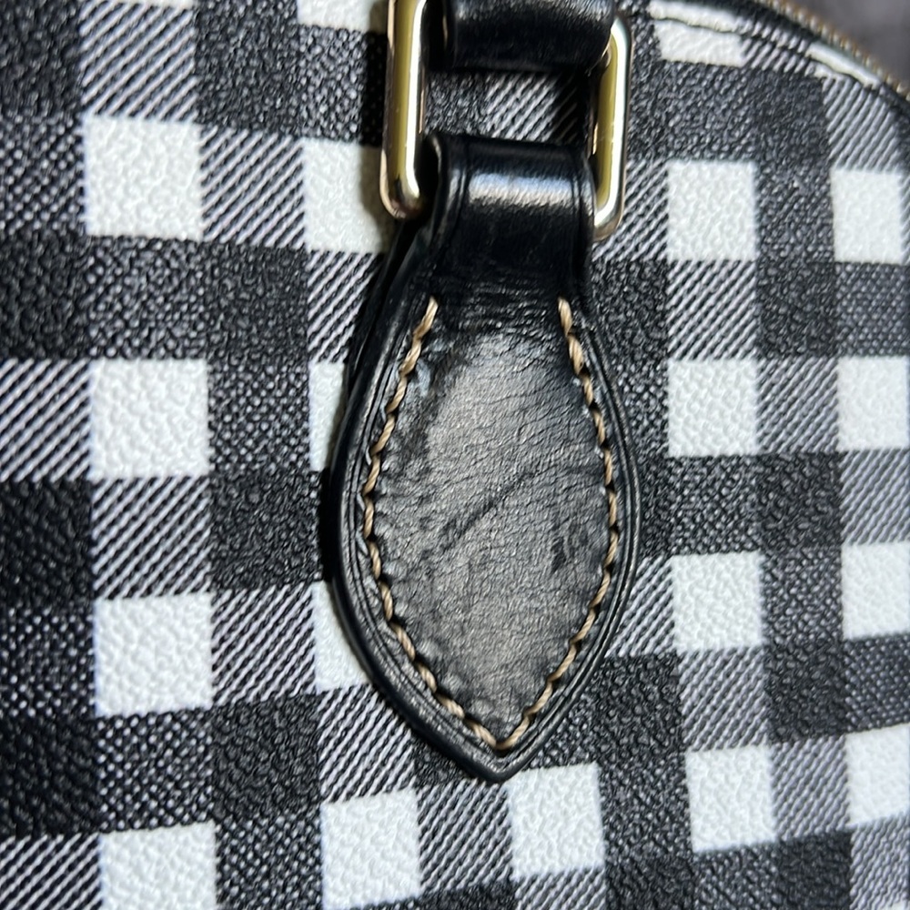 Dooney & Bourke Black & White Plaid Coated Cotton Zip Zip Satchel - Picture 6 of 15